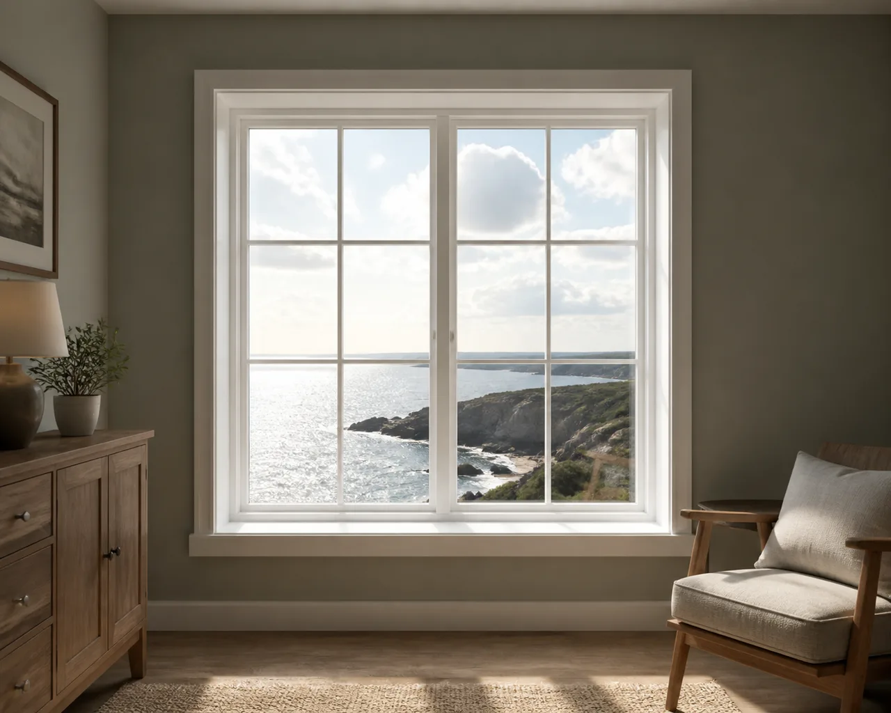 Minh họa cho “giữ chi tiết vùng sáng”: Window highlights retain texture without clipping.