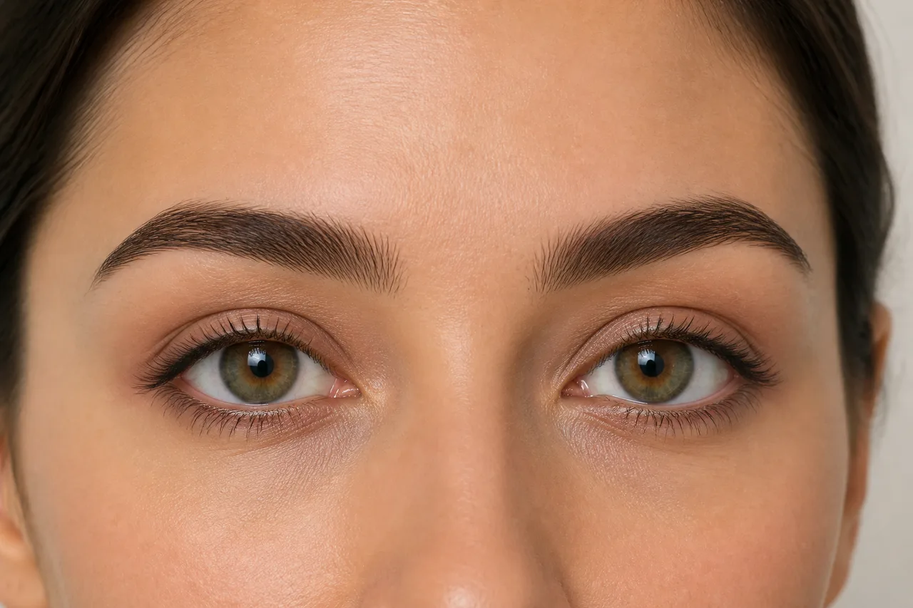 Minh họa cho “Trang điểm mắt”: subtle eye makeup with the eye shape still clearly visible.