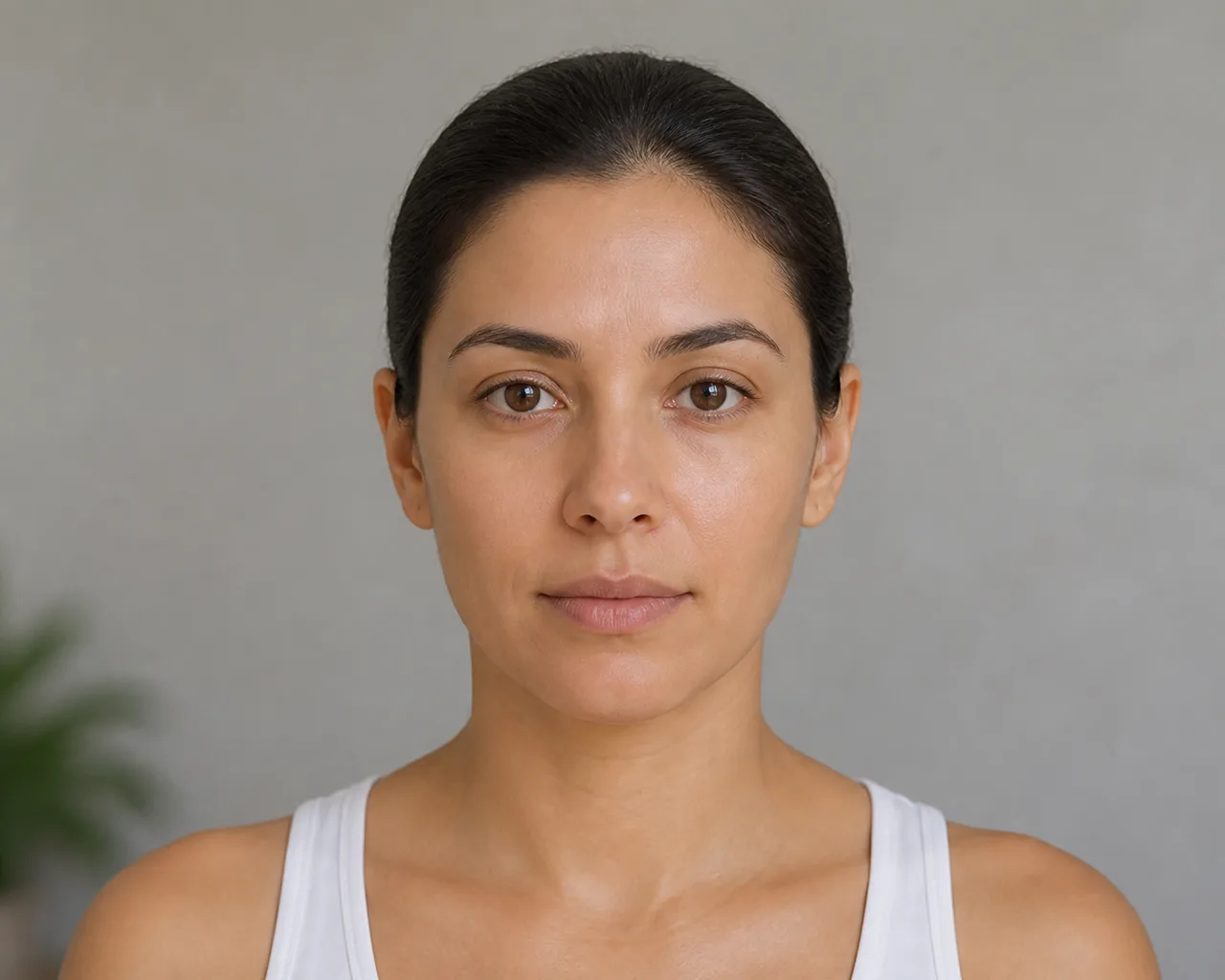 Minh họa cho “Sắc độ nền da”: medium skin with neutral undertones in balanced white light.