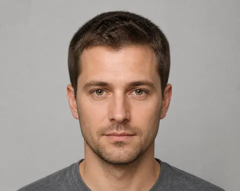 Minh họa cho “Mật độ tóc”: short hair with medium density and a natural hairline.