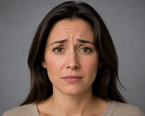 Minh họa cho “Biểu cảm lông mày”: raised inner brows suggesting visible concern.