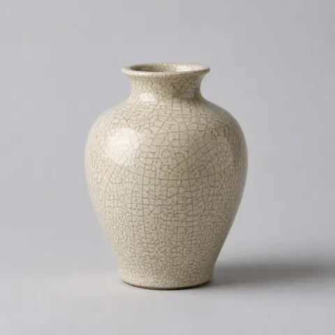 Minh họa cho “Gốm”: a crackle-glazed ceramic vase with fine glaze lines.