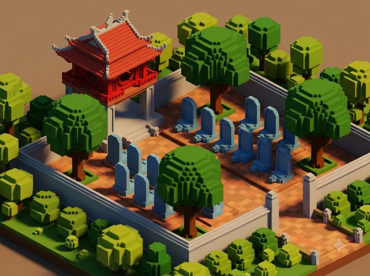 3D Voxel Art (nghệ thuật kỹ thuật số 3D với các khối lập phương) — kết quả từ Gemini image generation through gflow-cli (legacy atlas).