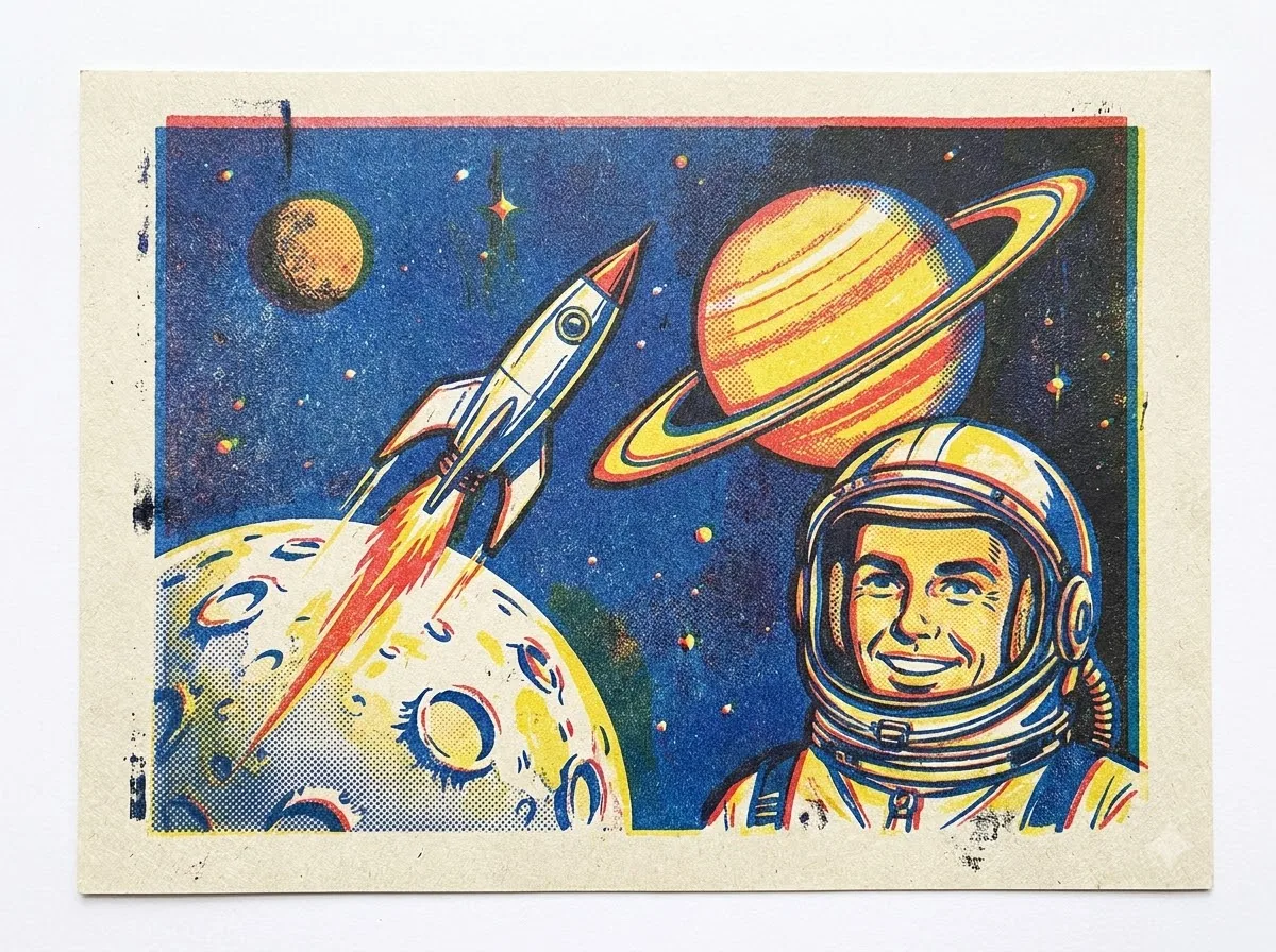 Risograph (kỹ thuật in máy đặc biệt đến từ Nhật) — kết quả từ Gemini image generation through gflow-cli (legacy atlas).