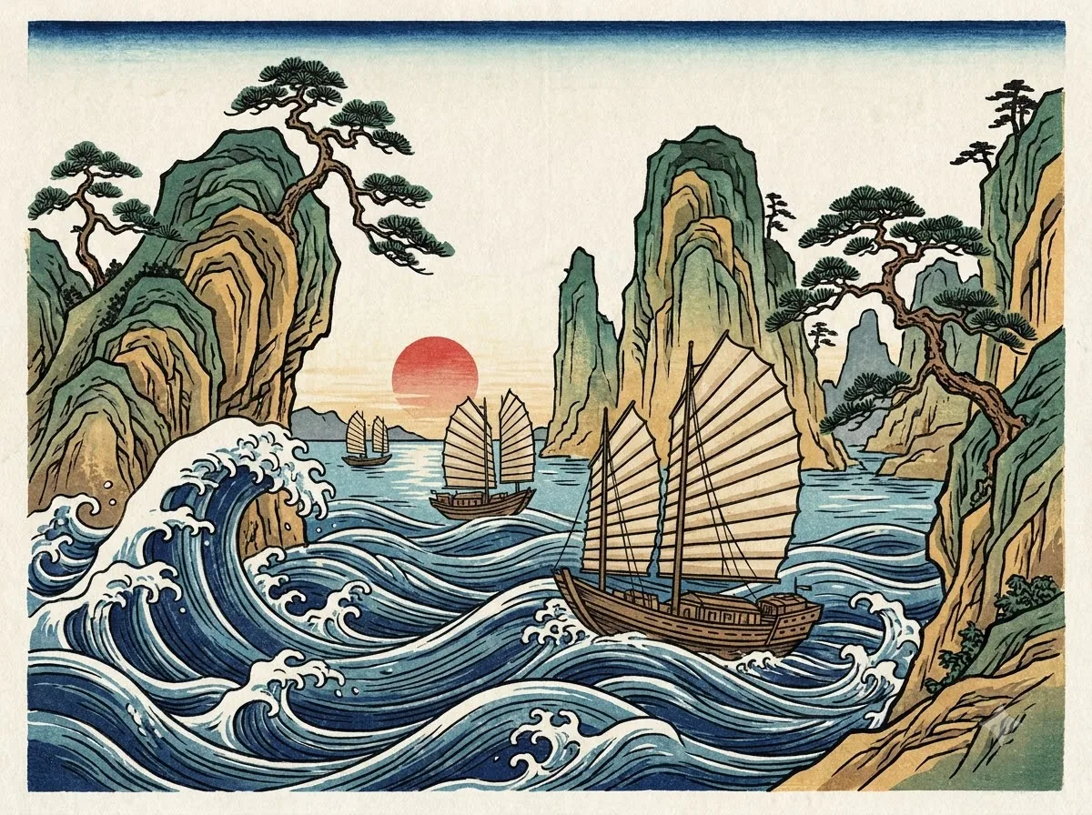 Ukiyo-E (Tranh khắc gỗ Nhật) — kết quả từ Gemini image generation through gflow-cli (legacy atlas).