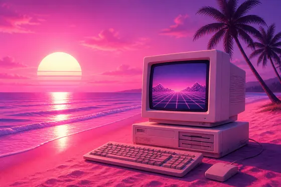 Vaporwave ( AESTHETIC - Thẩm mỹ 1990s) — kết quả từ ChatGPT image generation (legacy atlas).